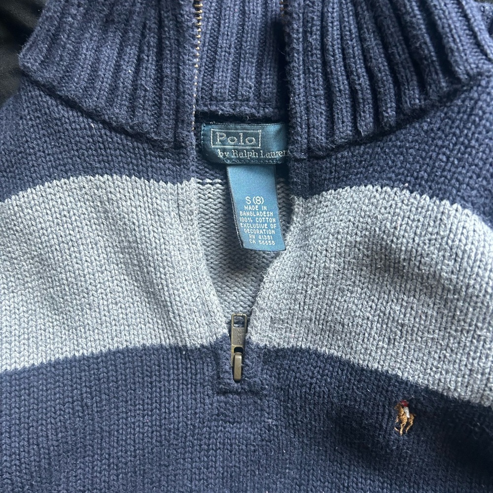 Polo by Ralph Lauren Men's Blue and Gray Sweater